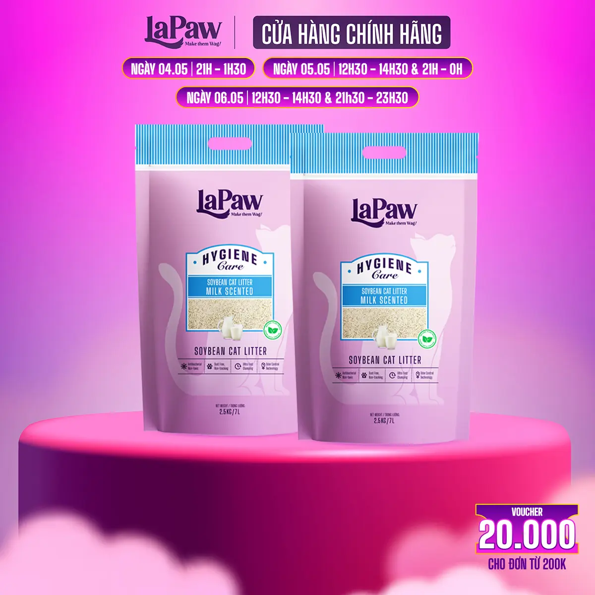 【LaPaw】(Combo 2 túi) Cát vệ sinh đậu nành cao cấp 7L/ 2,5kg