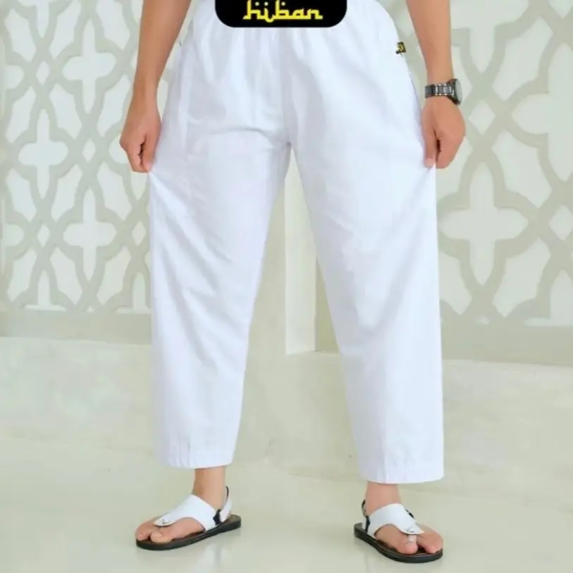 Celana sriwal pangsi cowok  7/8 umroh haji dalaman sarung jubah katun twil 30s asli premium hitam dan putih menjual perlengkapan haji dan umroh Muslim Pria Sirwal