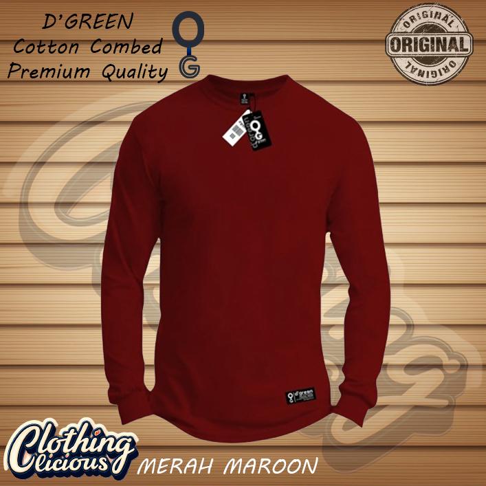 Baju Kaos Polos Lengan Panjang D'GREEN HIJAU BOTOL Cotton Combed 30s 150gsm Pria Distro - Katun 4