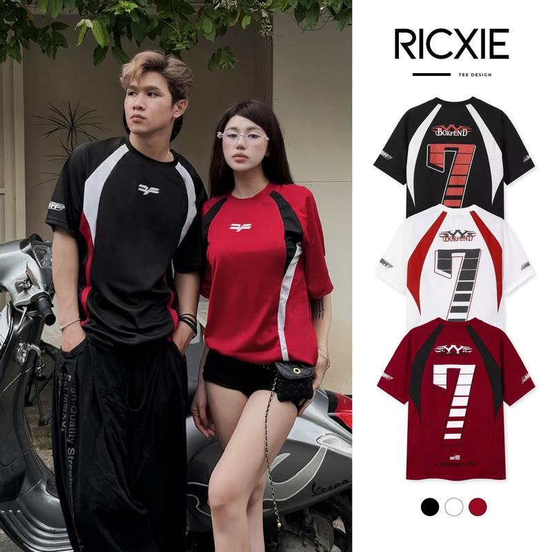 Áo Thun RICXY SỐ 7 - Top Áo Thun Cổ Tròn Nam Nữ Unisex From Rộng Menswear Women