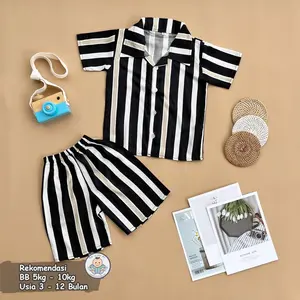 S M L XL | Set Rayon Pendek Anak Bayi Usia 3 Bulan - 5 Tahun | Piyama Rayon Kancing Depan Motif Animal Unisex - Baba Baby Wear