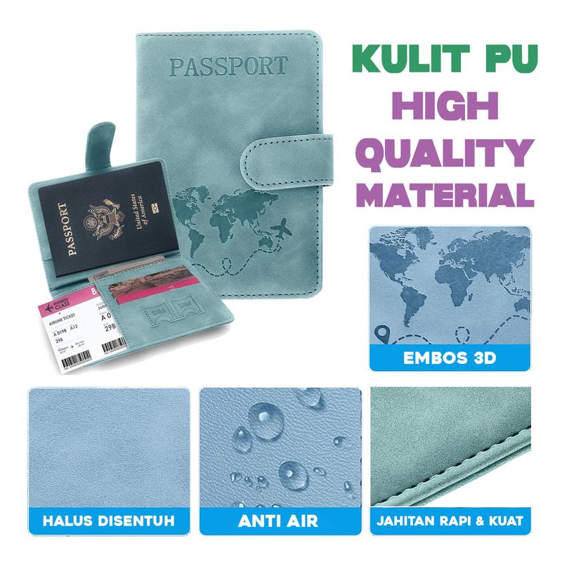 TQ Passport Holder PU Leather RFID Block Dompet Paspor Travel Kulit Kunci Magnet Wallet Pasport Cover Case 2