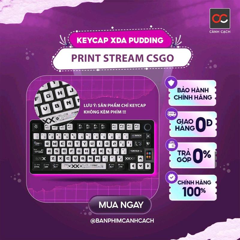 Keycap Print Stream Profile XDA 121 nút chất liệu PBT cho bàn phím cơ V2