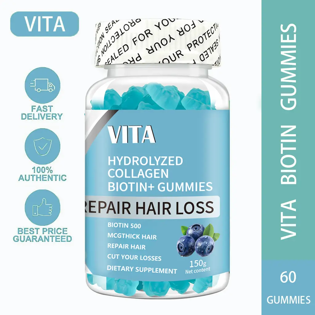 VITA HYDROLYZED COLLAGEN BIOTIN GUMMIES / Hair Skin Nails / Hair Skin Nails / Anti-aging / Hair Growth Support