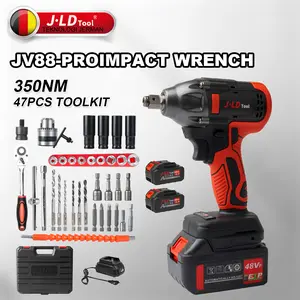 JLD 13mm Impact Wrench Brushless Cordless Mesin bor impact wrench 88VF baterai impact pembuka baut torsi besar 2baterai impact listrik impact BISA BOR/CVT