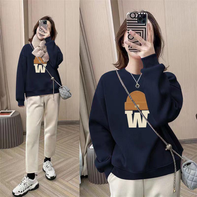 Product Introduction of Áo Cho Nữ, Áo Nỉ Cotton Nguyên Chất Mới Cho Mùa Thu Và Mùa Đông, Nhung Cáo Bạc Dày Dặn, Cổ Tròn Dáng Rộng In Họa Tiết Cao Cấp, Áo Giảm Béo Cho Nữ 5