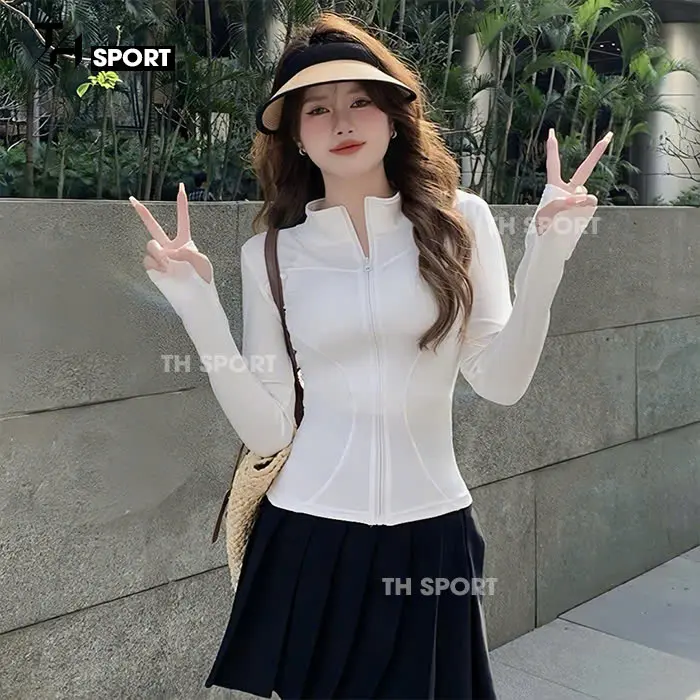 [FOM BÉ- TĂNG SIZE] Áo khoác nữ tập gym yoga, Áo khoác tập thể thao gym yoga TH009 chống nắng thoáng mát chống tia UV Thun Cao Cấp TH SPORT Trang Phục Đồng Top 6