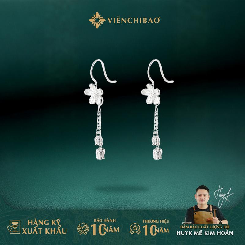 HuyK Viễn Chí Bảo - Bông tai hoa linh lan móc câu - Chất liệu bạc S999 - B400096
