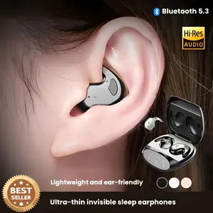 Wireless Sleep Invisible Earphone Headphone Tidur Nirkabel Tidur Tak Terlihat Bluetooth 5.3 Headphones Noise Reduction TWS Stereo Mini Earbuds Ultra Long Standby with Mic IPX7 Waterproof