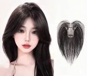 AESRORA Toupee Topper Rambut Palsu Natural Premium Poni Belah Tengah  25CM Penambah Volume Rambut