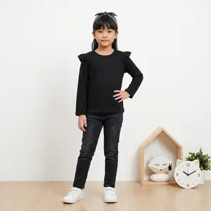 Kaos Polos Anak Perempuan Lengan Panjang model Ruffle Fashion
