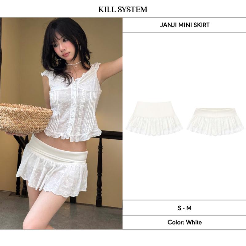 Chân váy dáng ngắn xoè phối ren JANJI - KILLSYSTEM