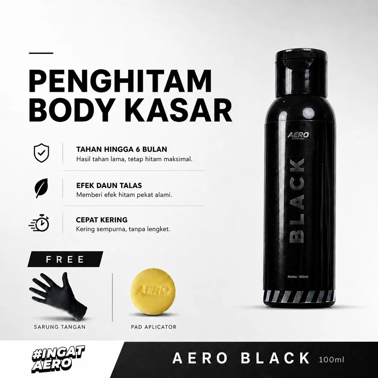 Aero Black Penghitam Kendaraan Permanen - 30ml, 60ml, 100ml Car Paint