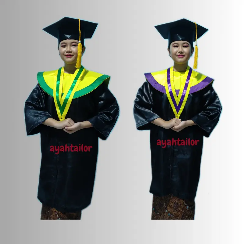 JUBAH WISUDA ANAK SD KUNING LIST HIJAU KUNING LIST UNGU 0