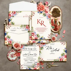 (50pcs) HARDCOVER LANDSCAPE + AMPLOP . FREE WEBSITE INVITATION . UNDANGAN PERNIKAHAN HARD COVER TEBAL UNIK LUCU VINTAGE MURAH HDL 7