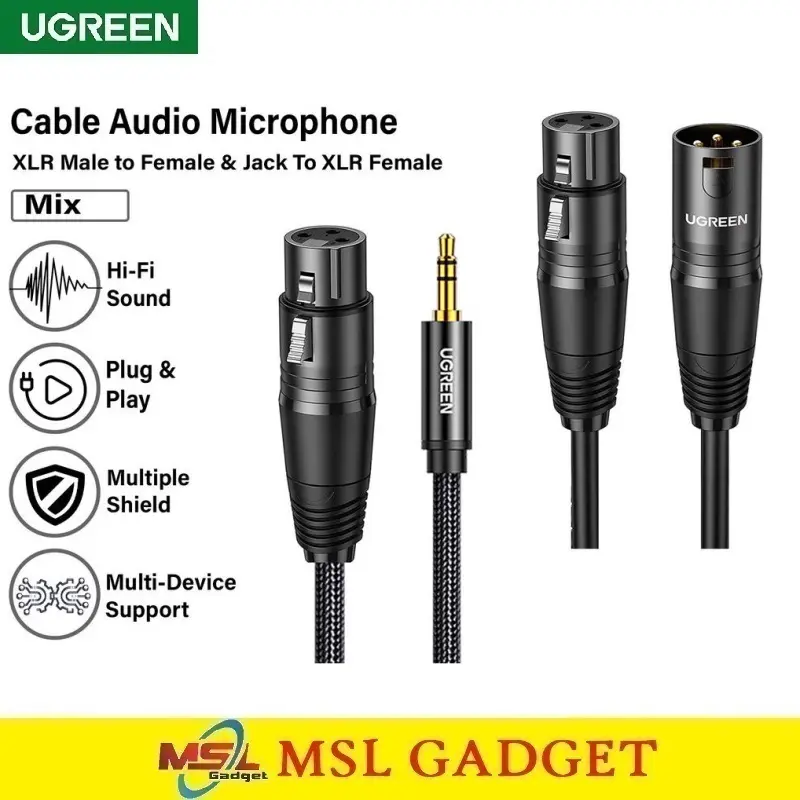 UGREEN Kabel Microphone Mikrofon Karaoke XLR to 3.5mm / XLR to XLR Male to Female