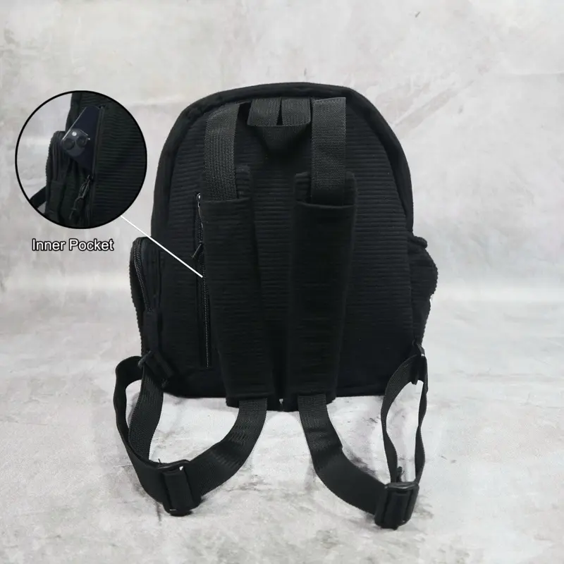Mini Backpack Enamor Corduroy DeepNeve Black Tas Ransel Mini Enamor Corduroy Deepneve Hitam 4