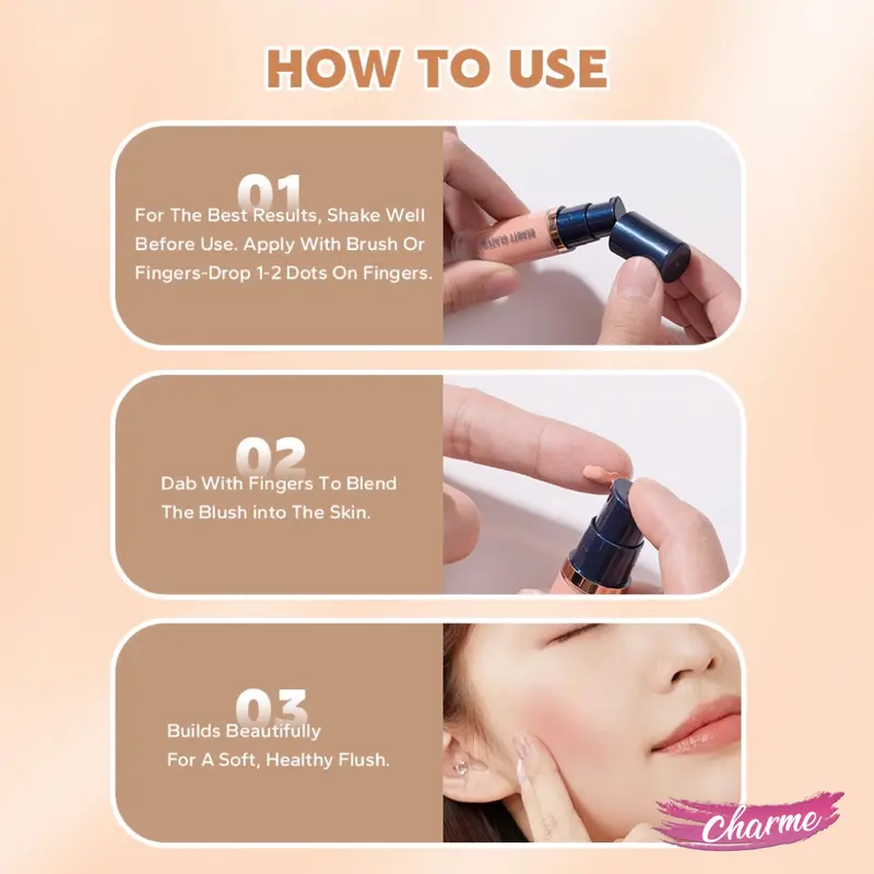 (READY & ORI) BEAUTY GLAZED Liquid Blush On B179 3
