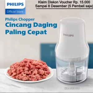 PHILIPS Onion Chopper HR1393/00 Pencacah Bumbu Sayur & Daging Low Watt - Garansi Resmi 2 Tahun