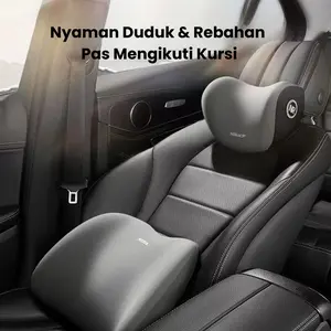 [READY]Bantal Mobil Set Empuk Adem Memory Foam 100% Bantal Leher Mobil Ergonomis Breathable - Headrest & Lumbar Support Car Seat