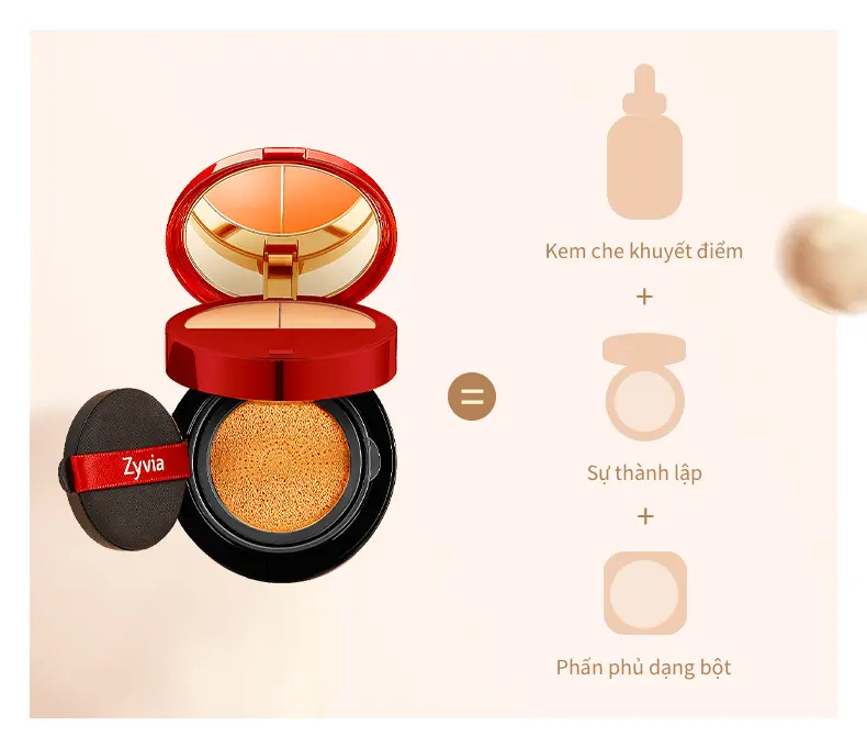 Hình ảnh ZYVIA  3 in 1 cushion   10g+1.2g*2+2g Hỗ trợ lớp nền mịn mềm và hỗ trợ lâu trôi chống thấm nước Lâu Trôi Đến 12Giờ 7