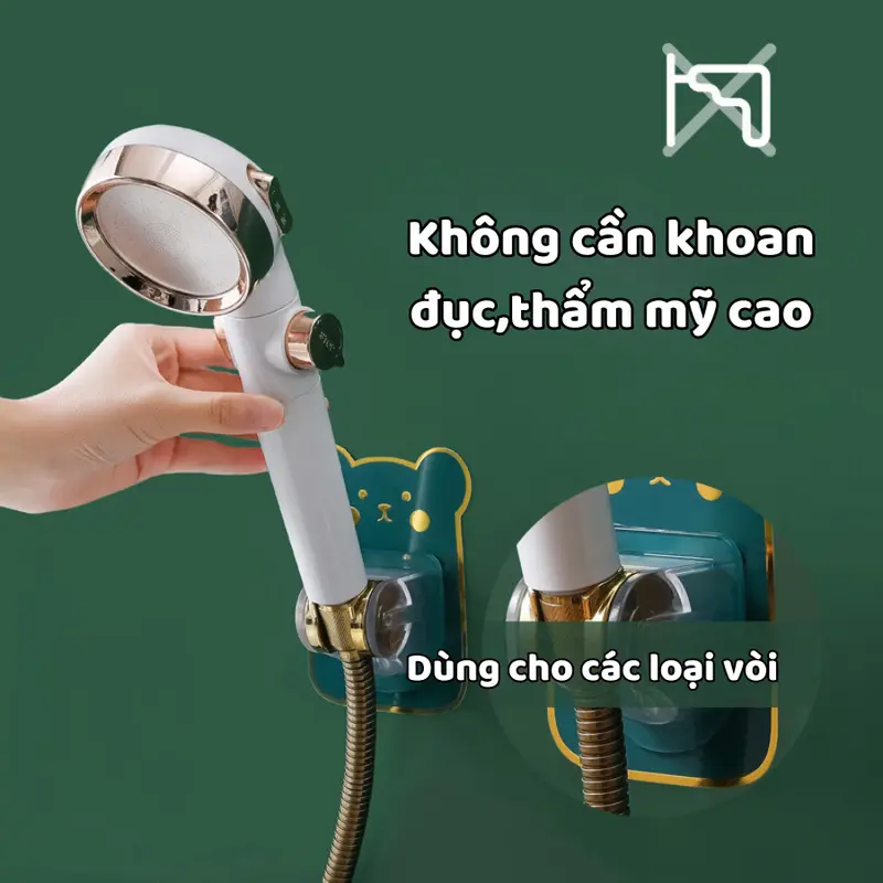 Giá Đỡ Vòi Hoa Sen Không Cần Đục Lỗ, Dụng Cụ Cố Định Vòi Hoa Sen Trong Phòng Tắm, Ghế Treo Vòi Phun Có Thể Điều Chỉnh Đa Bánh Răng, Miếng Dán Ghế Treo Vòi Phun 3