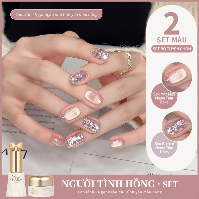 Bộ Sơn Móng Tay Gel Mắt Mèo Viral Hồng Lấp Lánh Lấp Lánh Và Hiệu Ứng Từ Tính Làm Trắng Móng Tay Bộ Salon Chuyên Nghiệp