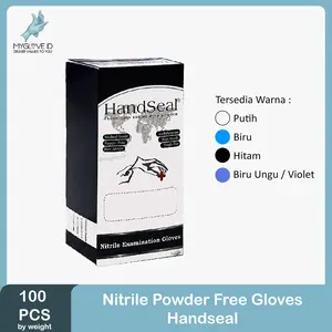 HANDSEAL Sarung Tangan Karet Medis Gloves Handscoon Nitrile Nitril Non Powder 100 pcs