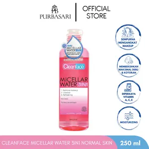 Purbasari - Cleanface Micellar Water 3in1 For Normal Skin 250ml Kotoran Remover Wajah Cleanser