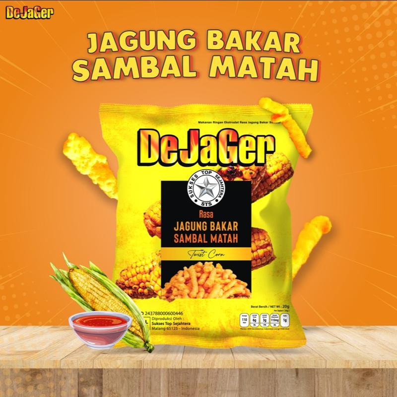 Dejager Twistcorn rasa jagung bakar sambal matah 1 pack isi 10 pcs  Snack 0