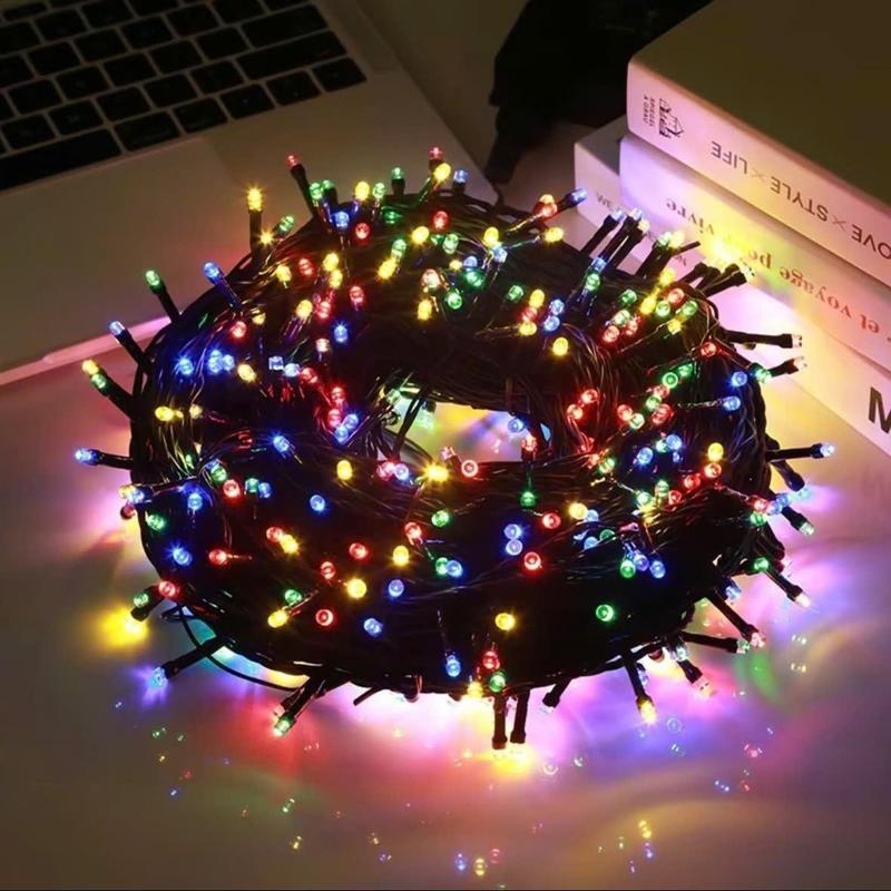 Dây đèn nháy chớp 40 mét mắt led kim cương đa sắc trang trí ngoài trời chống nước trang trí tết noel