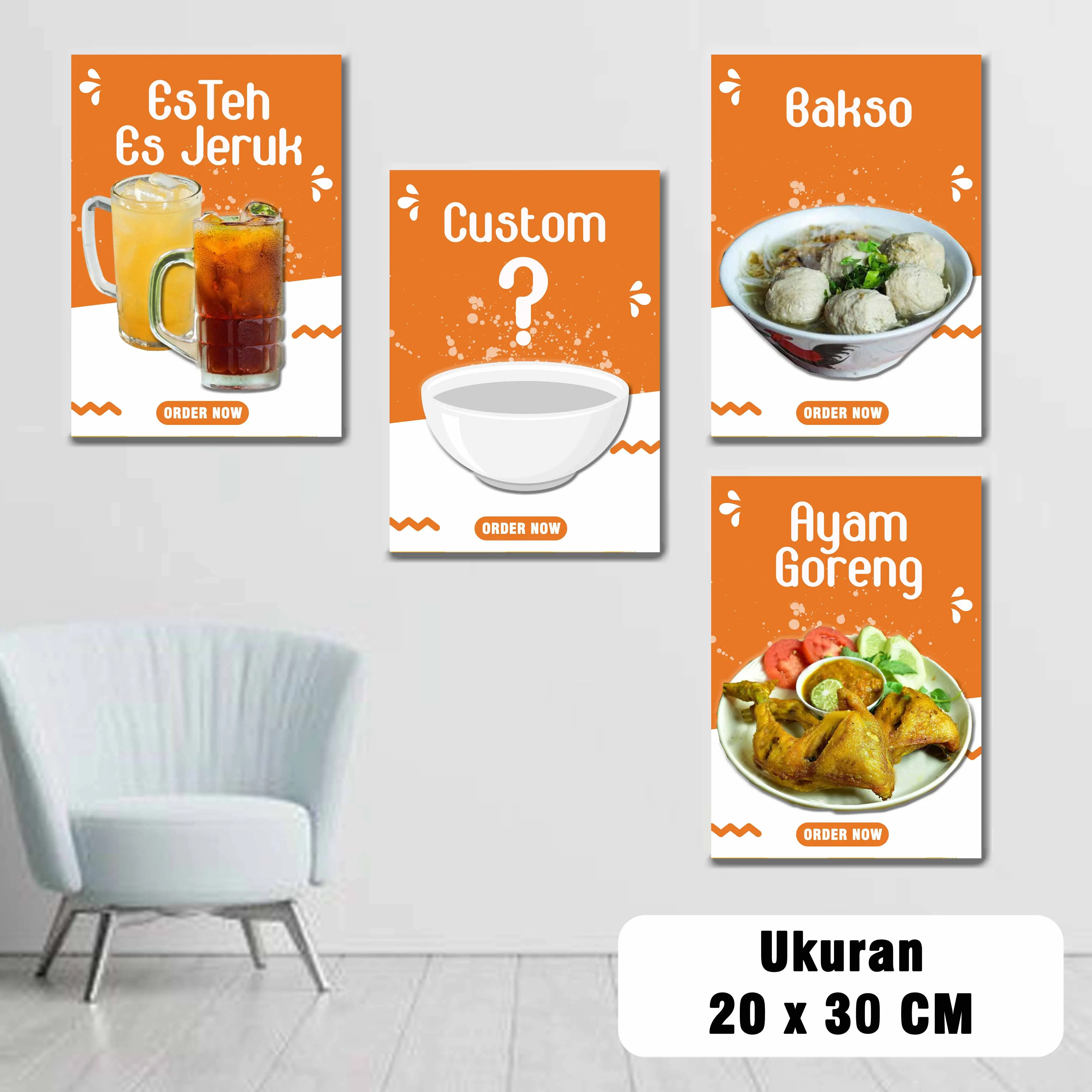 HIASAN DINDING POSTER MAKANAN BISA CUSTOM UKURAN 20 X 30 CM