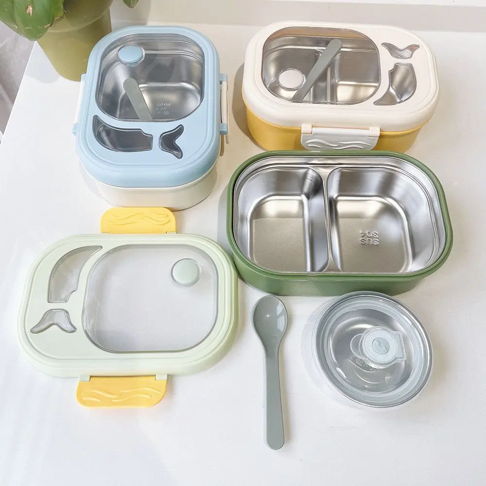 LUNCHBOX TEMPAT MAKAN STAINLESS 2 SEKAT MOTIF IKAN KAPASITAS 1000ML KODE 8094