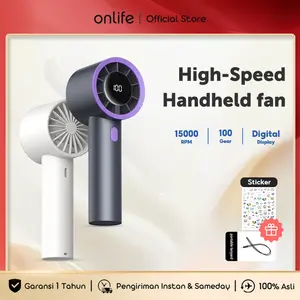 Onlife Mini kipas Strong Wind 100 Gear Wind kipas angin Digital Display Adjustable Turbo kipas tangan untuk olahraga luar ruangan dan pendinginan cepat PK Goojodoq Led Ungu kipas  portable  mini