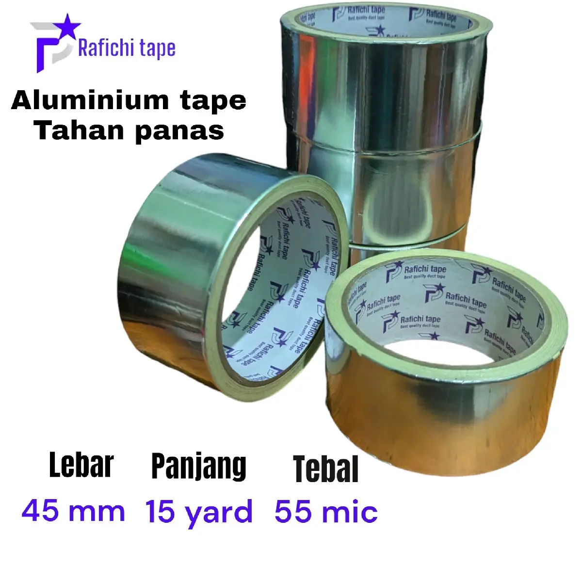 Rafichi Lakban Aluminium Foil Ukuran 45x15Yard Lakban Tambal Panci Tahan Panas Anti Bocor