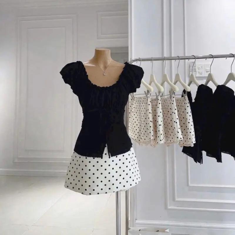 Chân Váy Ngắn Chấm Bi Chữ A Có Lót Quần Cạp Cao Khóa Kéo Bigsize Nữ - Pena 555