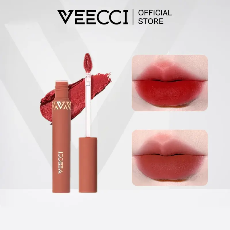 VEECCI Lipstick Velvet Lip Gloss Waterproof Long Lasting Lip Tint High Pigment Smooth Cosmetic Matte Lip Gloss