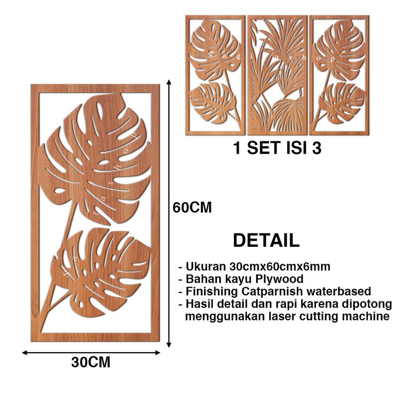 Dekorasi Seni kayu tropis monstera untuk dekorasi Rumah Kamar Tidur 4