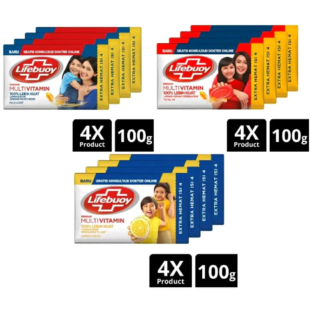 Sabun Mandi Lifebuoy Batang 100 gram (isi 4).