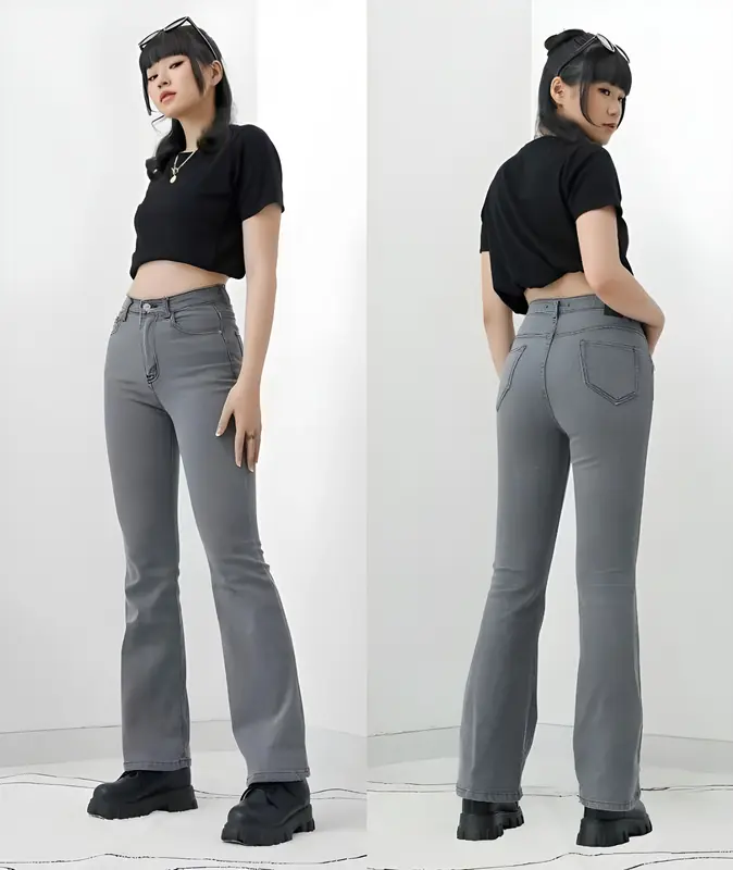 High Waist Jeans Streach Wanita Cutbray || Korean Style Straight Loose Cutbray Wanita Premium || Cutbray Jeans Wanita Bahan Melar Panjang Tebal 1