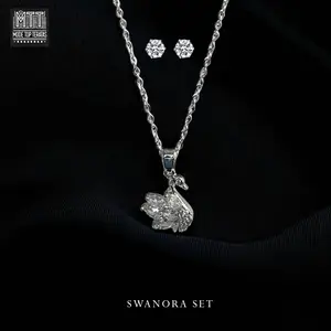 Mode Top Teratas - Set Kalung Dan Anting Titanium Silver Swanora Set