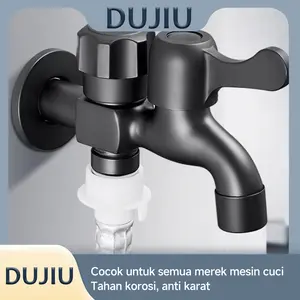 BOGAGROUP Keran dapur multifungsi hitam generasi baru atau keran kontrol mesin cuci + keran mesin cuci berkualitas tinggi, keran luar ruangan, cocok untuk taman dan ruang cuci keluarga, katup penutup air yang dipasang di dinding