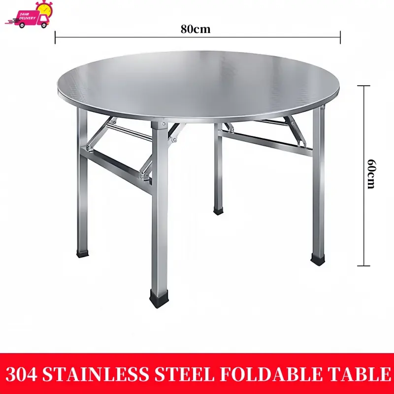 Outdoor Stainless Steel Folding Table Dining, 80*60cm, Square Round Table