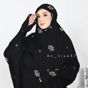 Mukena Dewasa Terusan / Lajuran Full Bordir Ranting Love Mewah Rayon Premium