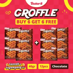 [ BUTTER8 ] BELI 6 pcs GRATIS 6 pcs Croffle Chocolate Snack Premium Kekinian Ready to Eat 40gr