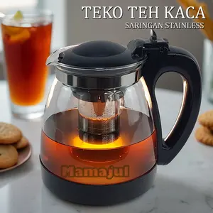 [MAMAJUL] 2000 ml Teko Teh Kaca Dengan Saringan Stainless 304 - Glass Tea Pot 2000 ml with Stainless Strainer