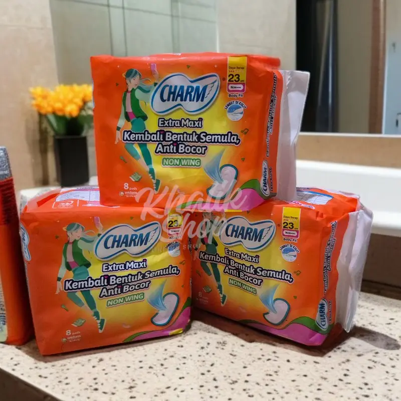 Charm Extra Maxi 23cm pembalut wanita anti bocor 3 pack isi 8 pads/pack 0