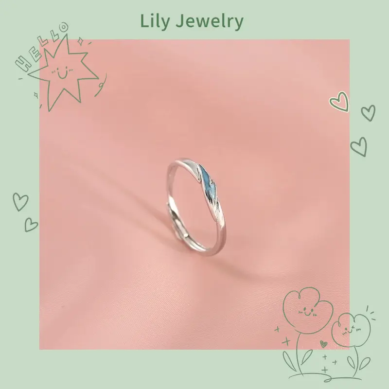 S925 Silver Blue Cloud Ring Fashion Simple Opening Adjustable Dream Ring Female