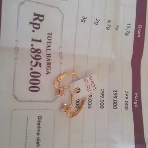 tebus murah anting emas muda permata dapat surat toko