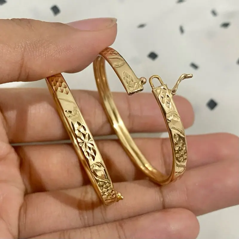[AC4.1] Gelang Swasa Anak Ceper 4 mm Motif Ringan Bulat Awet Tahan Karat Lebar 4 mili